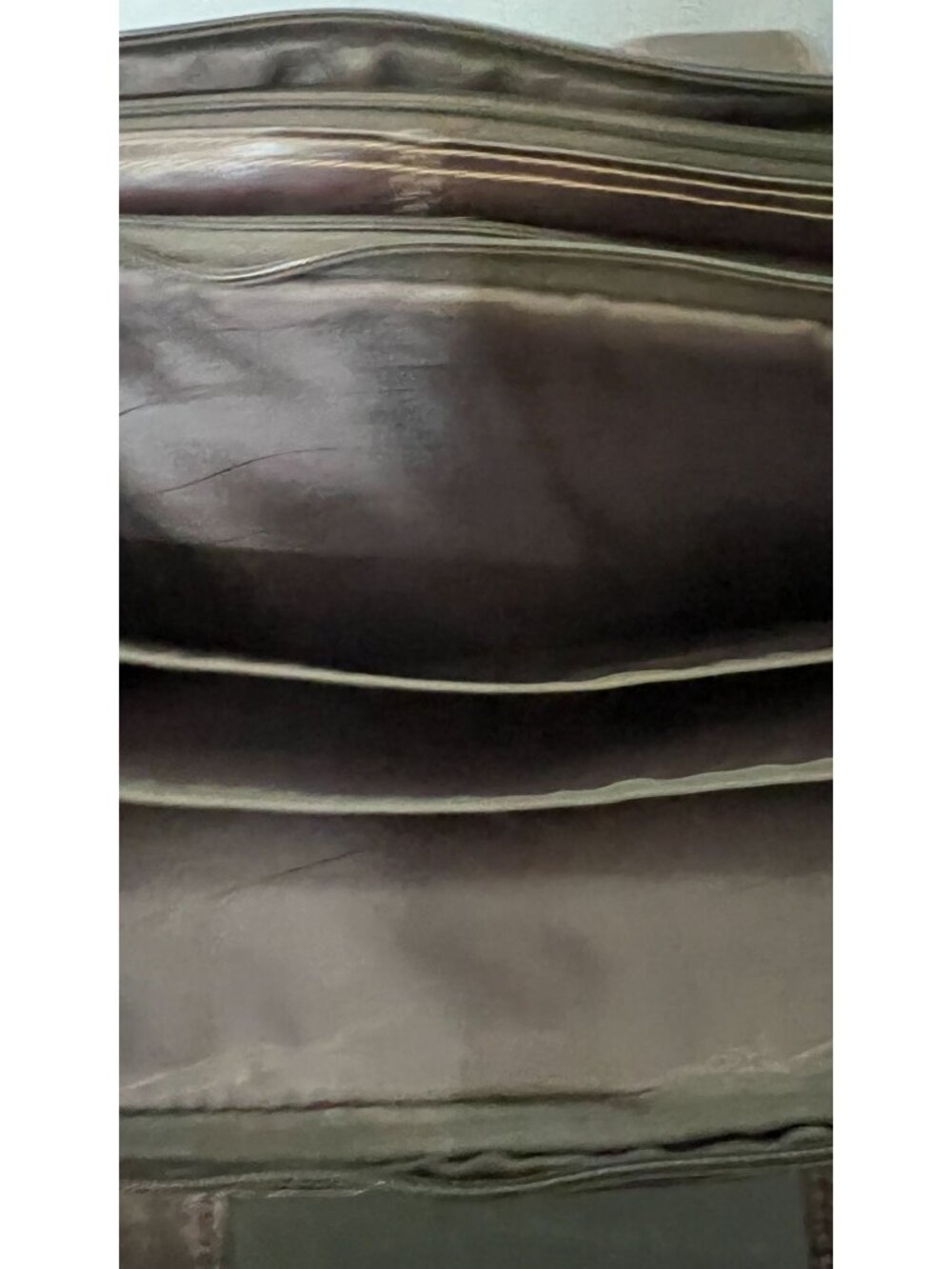 Kenneth Cole Reaction Brown Leather Briefcase Laptop Bag With Shoulder Strap - Picture 6 of 13